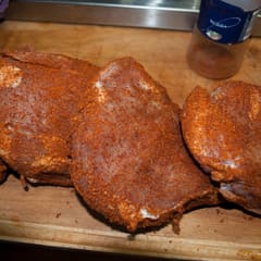 Sweet paprica powder on ham