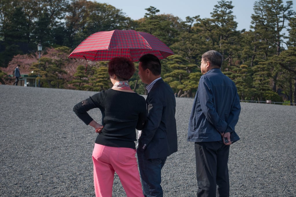 Couple with a parasol