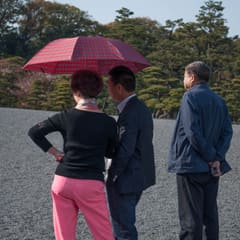 Couple with a parasol
