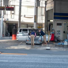 Polishing the car in Tokyo