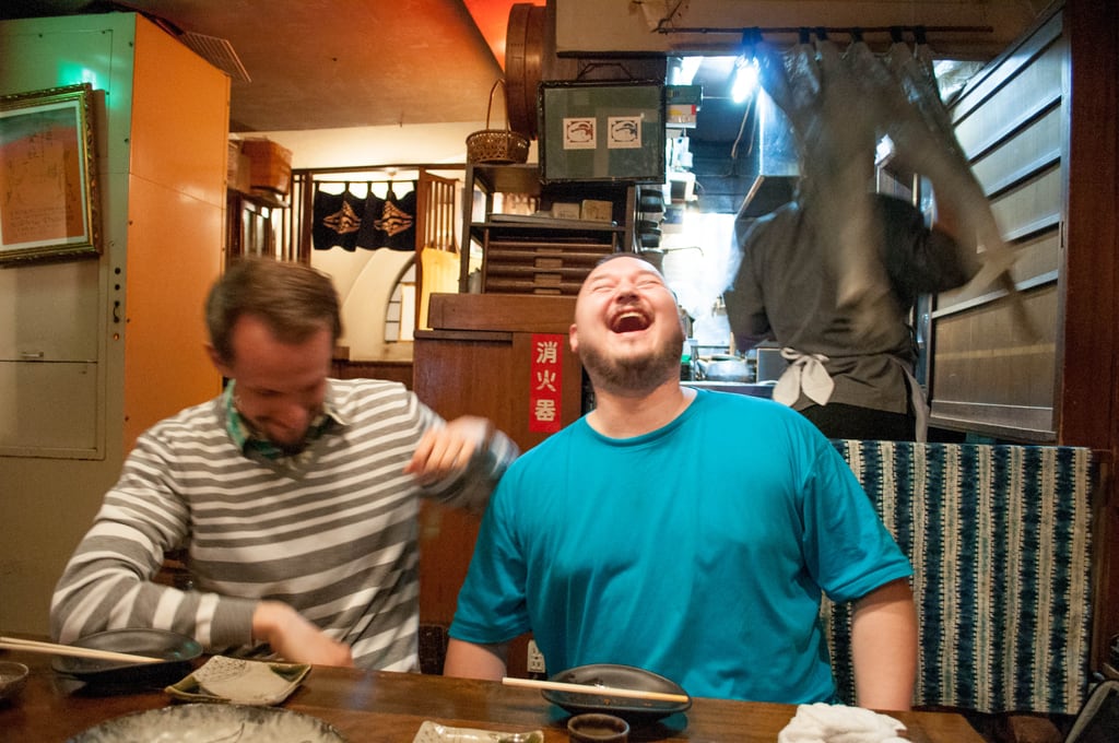 Laughing at the restaurant