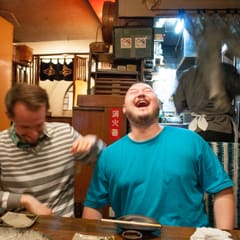 Laughing at the restaurant