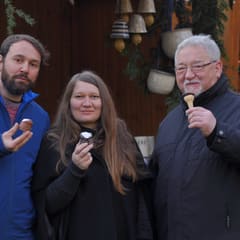 Eating sweets at a christmas market