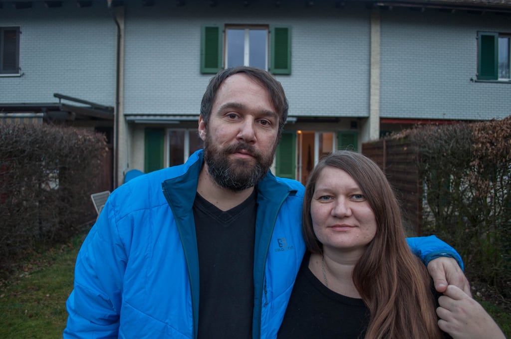 My sister with her partner, a portrait