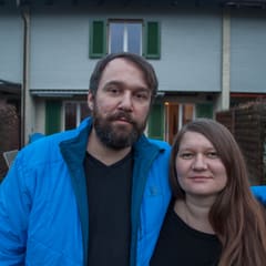My sister with her partner, a portrait