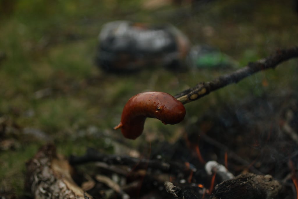 Sausage over fire