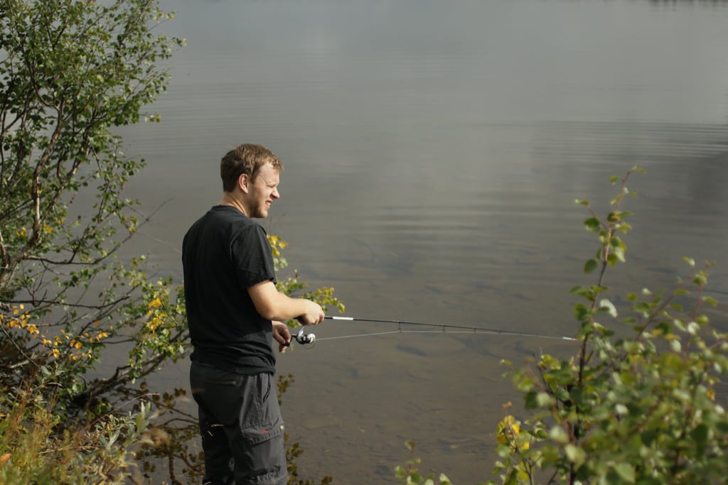 Fishing in lake