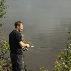Fishing in lake