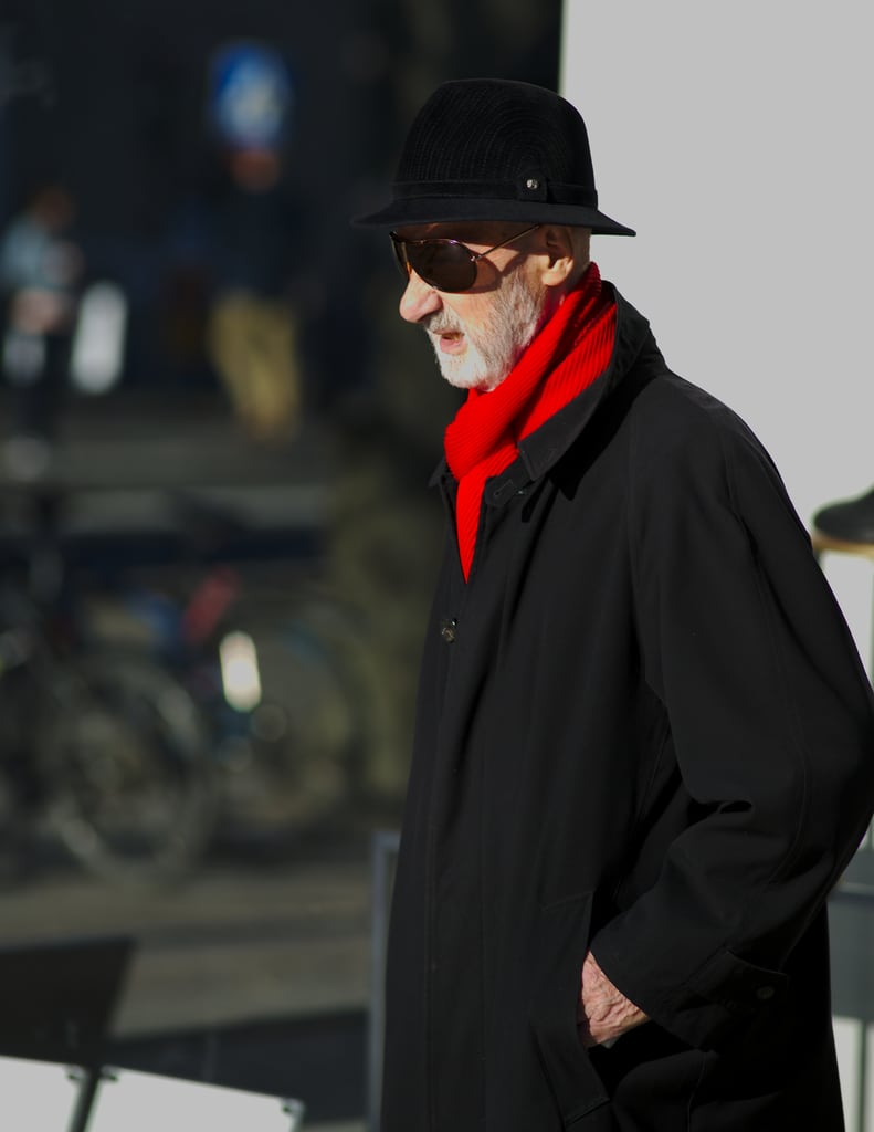 Man with red scarf