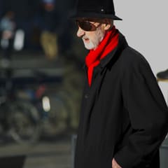 Man with red scarf
