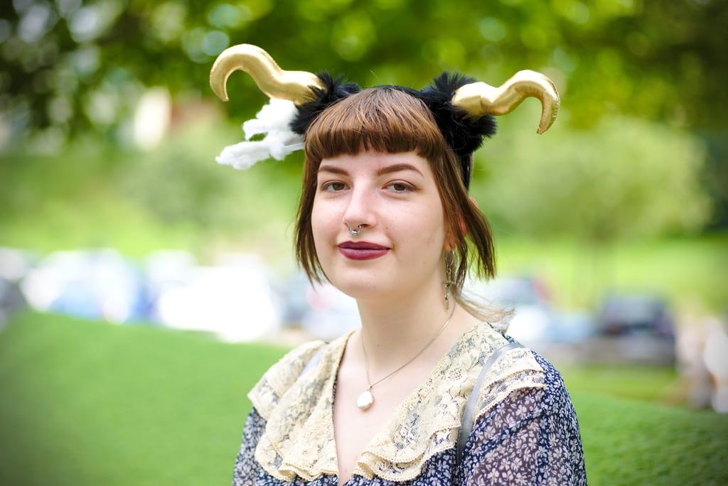 Luna with fake goat horns