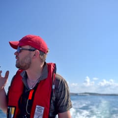 Martin on a boat