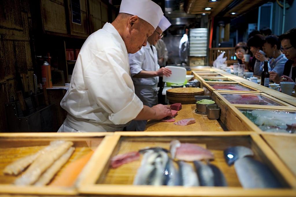 Chef preparing sashimi