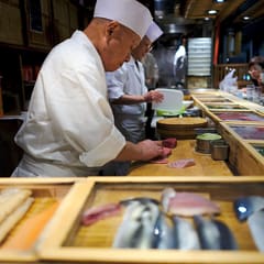 Chef preparing sashimi