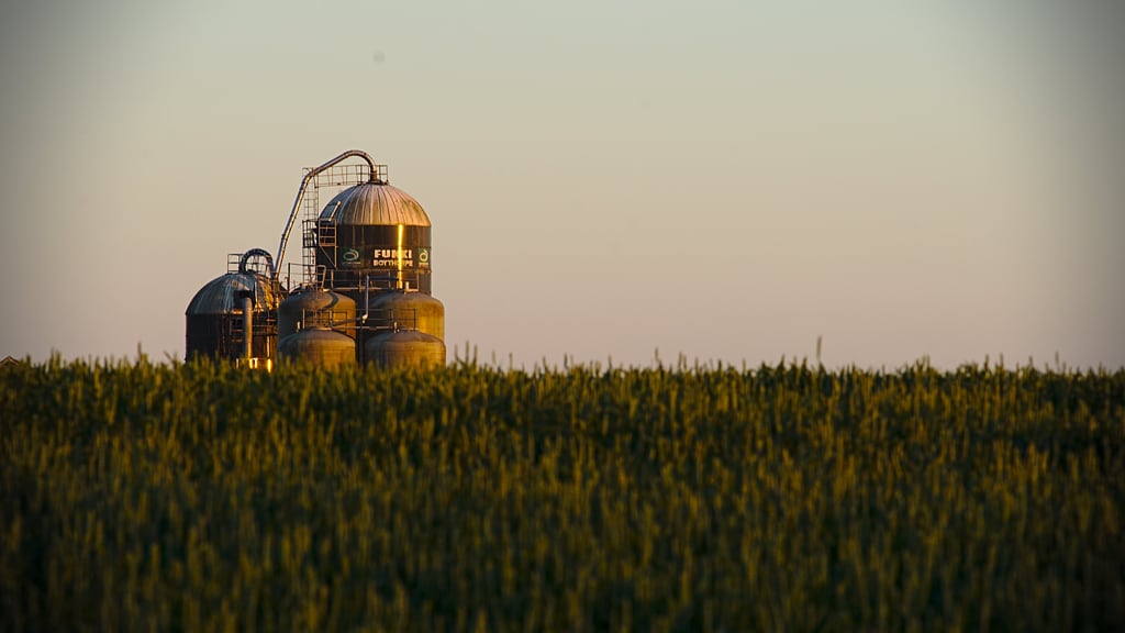 Silos at sundown