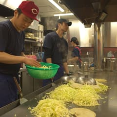 Okonomyaki preparation in Hiroshima Japan 2020