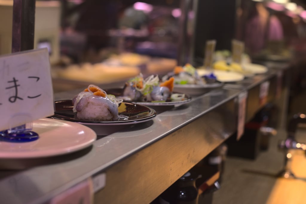 Conveyer belt sushi in Osaka Japan 2020
