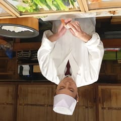 Sushi chef at Tsukiji Itadori Bekkan - Tokyo Japan 2020