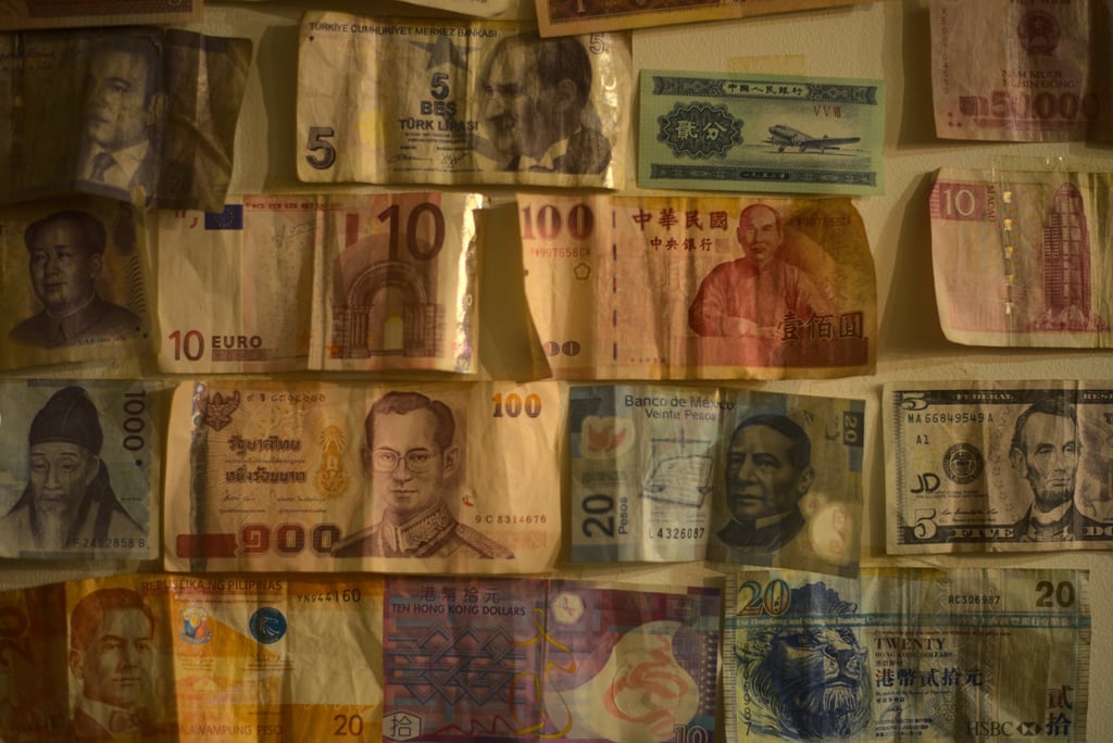Money on the wall in Osaka Japan 2020