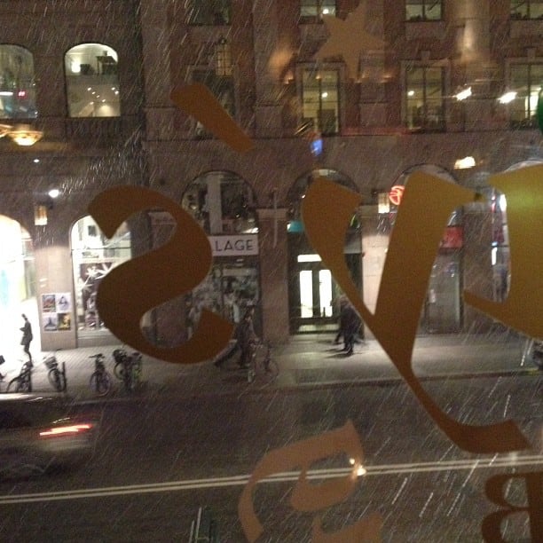 It is snowing in Stockholm