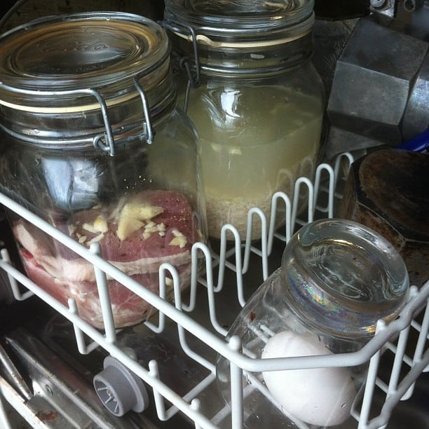 Trying out dishwasher cooking.
